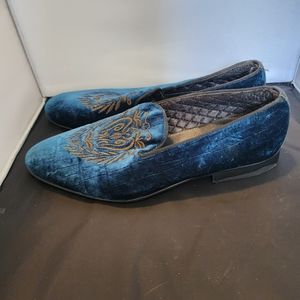 Mens Aldo smoking slippers size 9 teal velvet